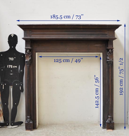 Старинный деревянный камин в неоготическом стиле, украшенный в декоративной манере «трубадур». Старинный деревянный камин в неоготическом стиле, украшенный в декоративной манере «трубадур».-9